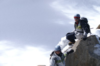 Alpinister vid Aguille du Midi